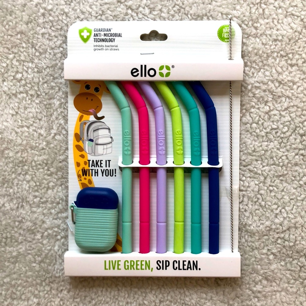 6-pack Foldable Silicone Straws, Brush & Case